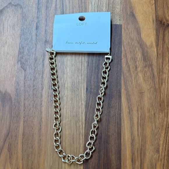 NWT Loft Gold Tone Chunky Chain Link Classy Minimalistic Collar Necklace - Picture 1 of 7